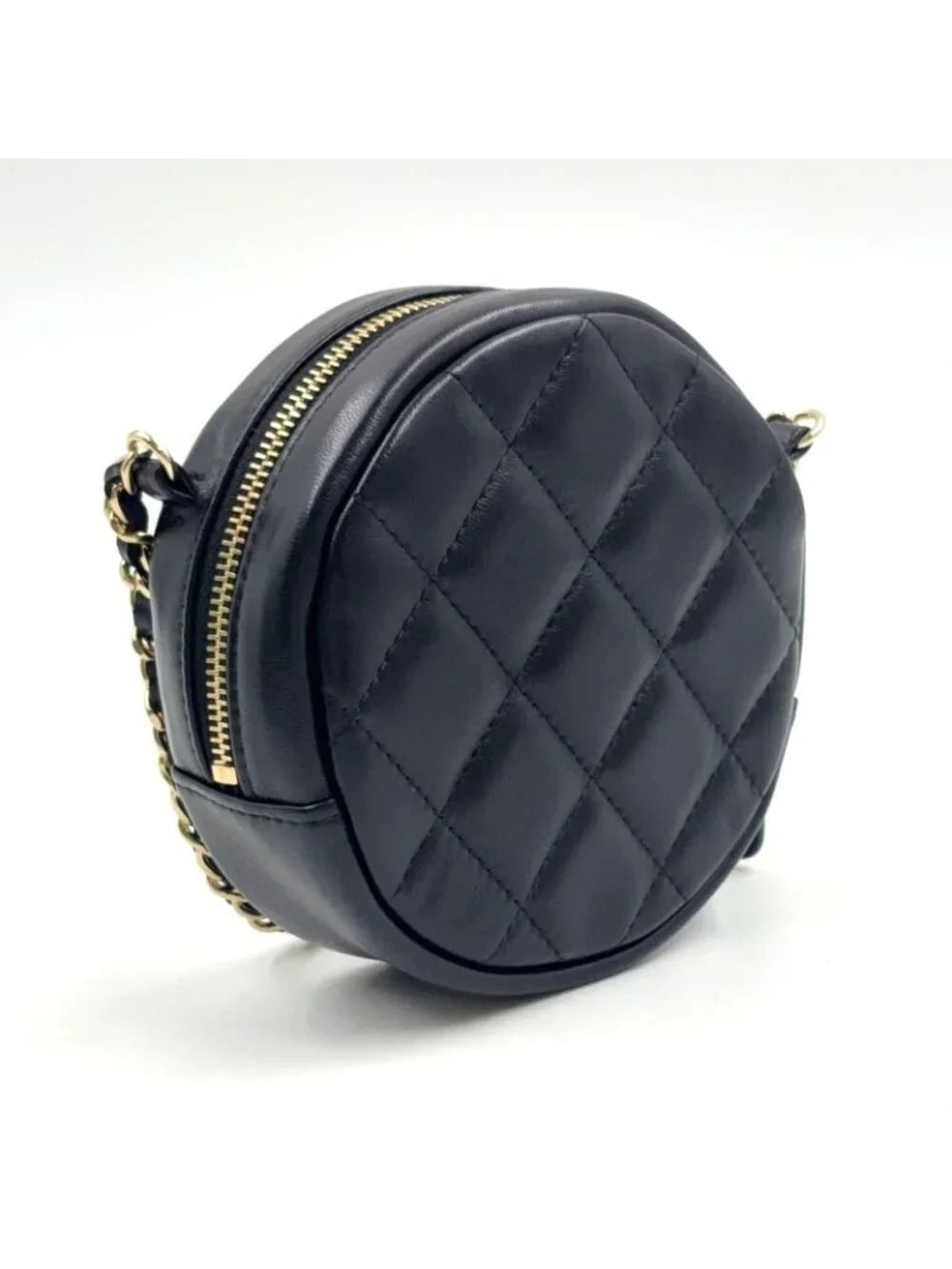 Chanel Classic Round Chain Lambskin Black Shoulder Bag Gold